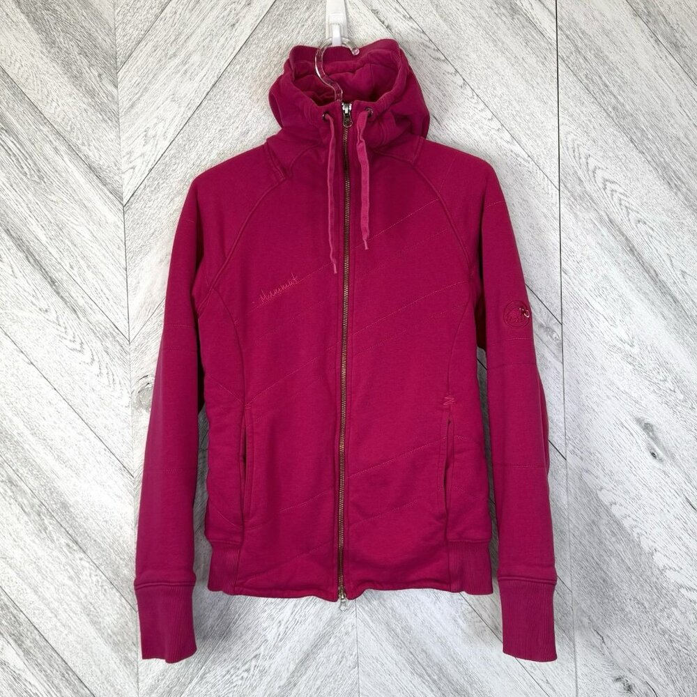 Mammut Hoodie Womens Size Small Full Zip Pink Thick Padded Quilted Outdoor